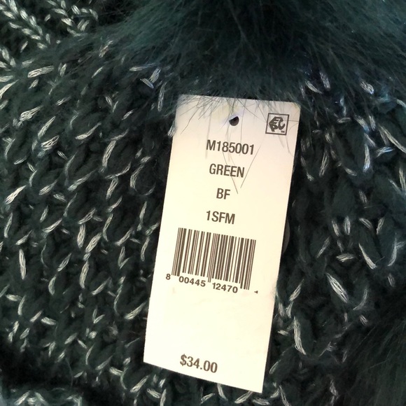 NWT Steve Madden Boyfriend Beanie Green Silver $34 - Picture 2 of 2